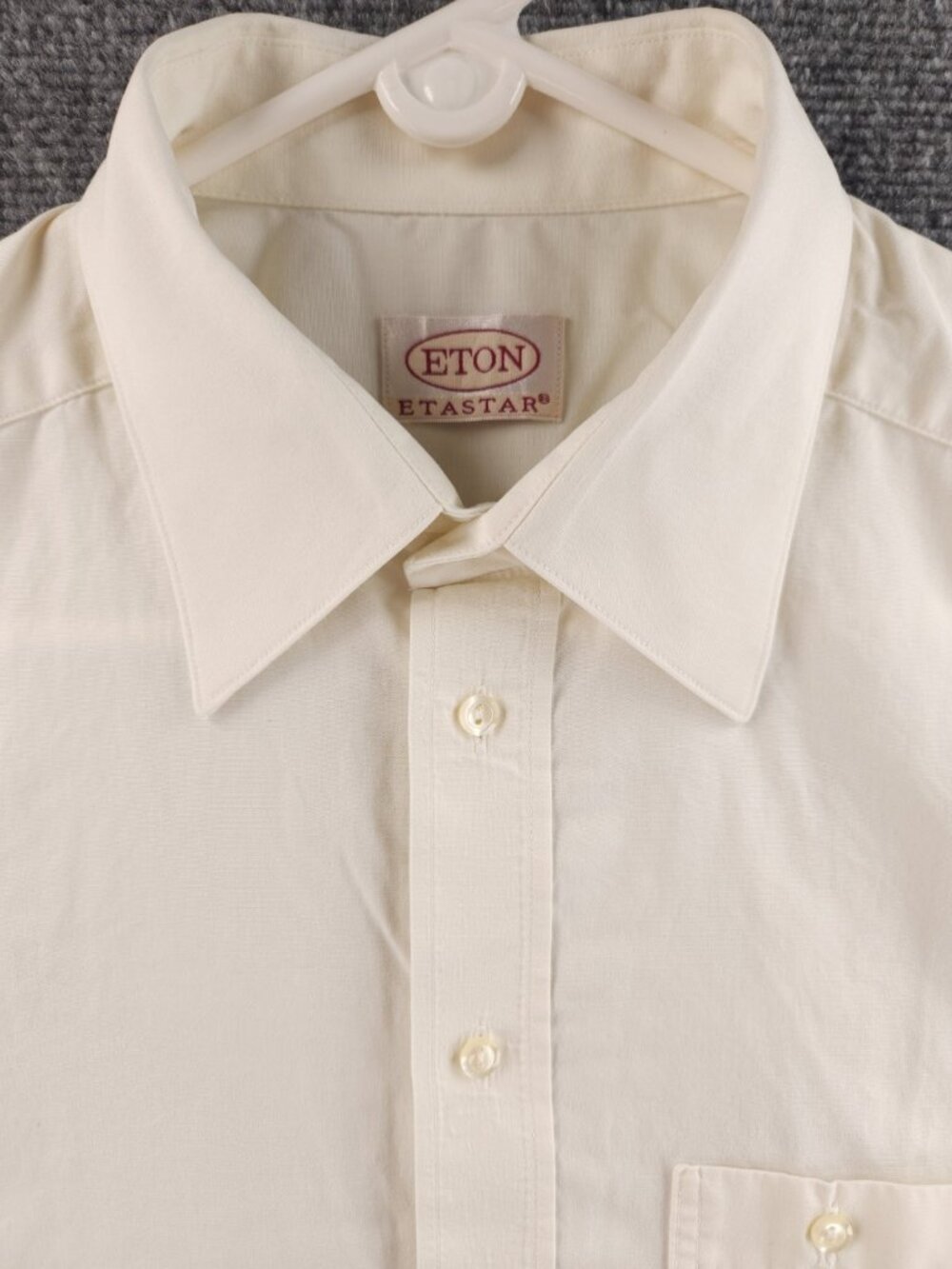Eton Classic Convertible Cuff Men 15 7/8ths Ivory Long Sleeve Premium Button Up